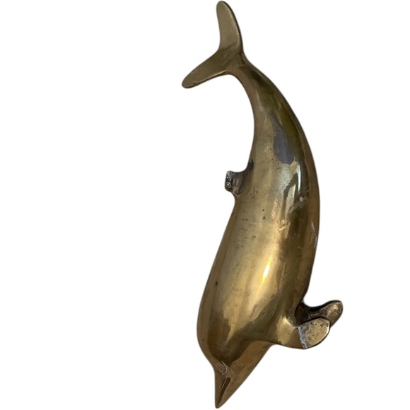 Vintage Mid Century Modern Solid Brass Dolphin Figurine, - Picture 6 of 10